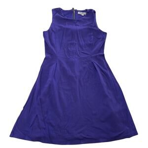 Of Mercer Dress Womens 4 Purple Sleeveless Fit & Flare Stretch Exposed‎ Zip USA